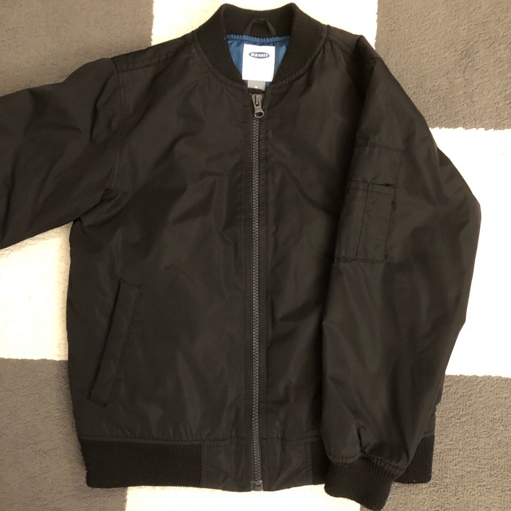 Old Navy Black Bomber Jacket-Boys Size Medium (8).